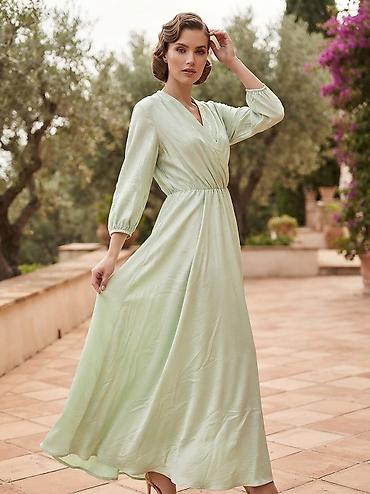 vera handmade: Elegantna midi/maksi haljina u pastelno mint zelenoj boji. - Kroj — 1