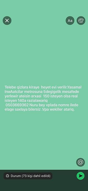 Həyət evləri və villalar: Tələbə qızlar üçün kirayə həyət evi. - Yer: Yasamal, İnşaatçılar — 1