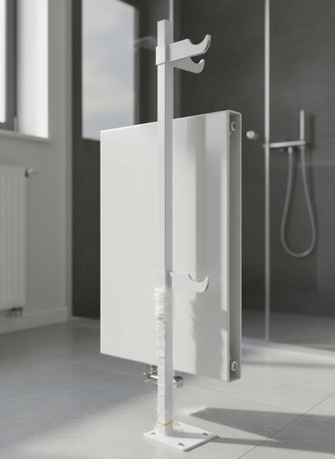 divar ucun şəkillər: Radiator üçün döşəmə dayaq-bərkidici - Təyinat: Divara bərkidilməsi
