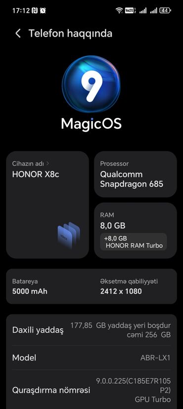 Honor: Honor X8c, 256 GB, rəng - Qara — 9