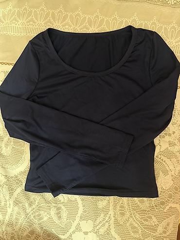 tek pencek: Qadın köynəyi – uzunqol, tünd lacivərd - Model: Basic uzunqol top - — 1