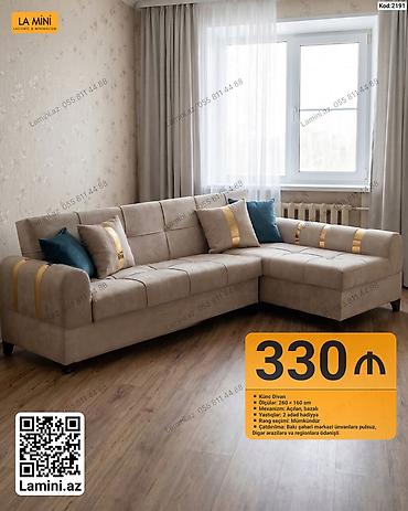Mebel: Künc divan – La Mini - Ölçülər: 260 × 160 sm - Mexanizm: açılan — 1
