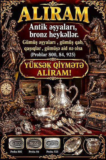 antik samdan: Alıram — antik əşyalar və bronz heykəllər. Gümüş məmulatları: qablar — 1