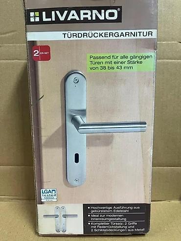 Maske za utičnice i prekidače: LIVARNO set kvaka za vrata –Türdrückergarnitur - Materijal: brušeni — 2