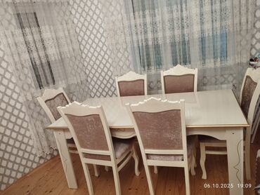 Masa və oturacaq dəstləri: Qonaq otağı üçün, Yeni, Açılmayan, Dördbucaq masa, 6 stul