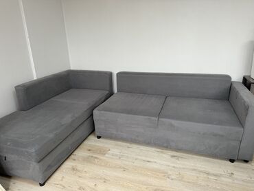 химчистка работа: Угловой диван, цвет - Серый, Б/у