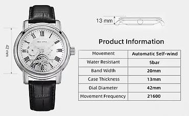 Ručni satovi: AKCIJA - Sea-Gull D819.622 - 42mm - Bela ( SeaGull ) Potpuno NOV — 6