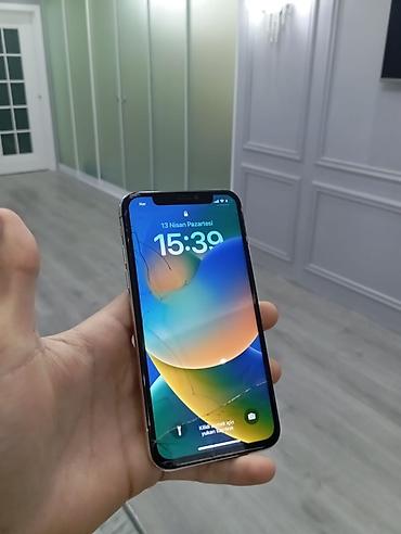 iphone adaptır: IPhone X, 64 GB, Gümüşü, Qırıq — 1