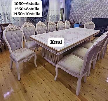 dekor masa: Для гостиной, Б/у, Нераскладной, Прямоугольный стол, 6 стульев — 1