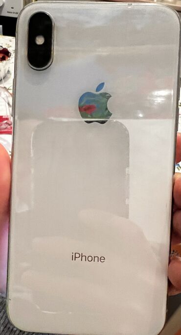 Apple iPhone: IPhone X, Б/у, 64 ГБ, Белый, Защитное стекло, Чехол, 76 %