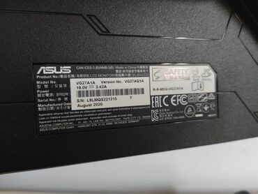 Monitori: Asus TUF gaming monitor 27" 2K Prodajem vrhunski TUF VG27AQ1A Gaming — 4