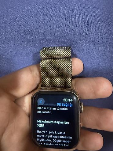 Apple Watch (Series 7/8 tiplı görünüş) – qızılı rəng korpus, Milanese