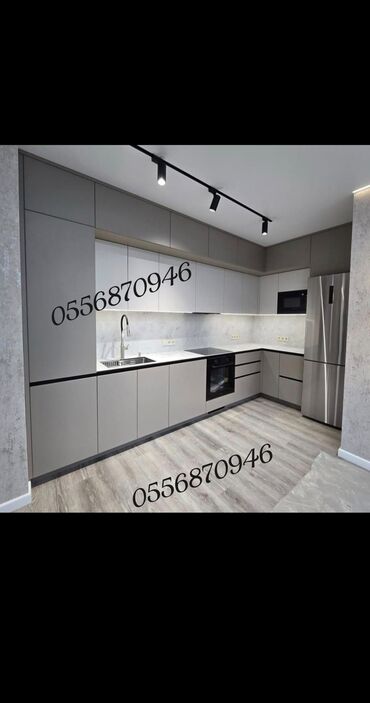 Sifarişlə mətbəx mebeli: Sifarişlə mətbəx dəsti, Özü çəkən petlələr, Sadə laminat, Kredit yoxdur, Pulsuz çatdırılma — 1