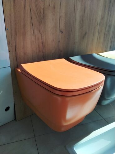 unutazlar: Divar tipli asma unitaz – narıncı rəng - Müasir minimalist dizayn
