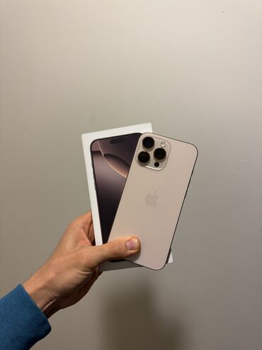 телефоны буу: IPhone 16 Pro Max, Колдонулган, 256 ГБ, Desert Titanium, Куту, 98 %