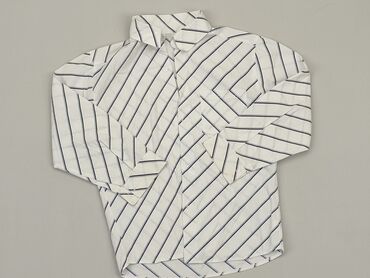 Koszule: Koszula 7 lat, stan - Dobry, wzór - W paski, kolor - Biały