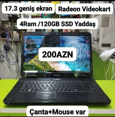 ucuz notebook fiyatları: İşlənmiş Acer Aspire, 17.3 ", AMD A4, 128 GB, Ünvandan götürmə, Pulsuz çatdırılma, Ödənişli çatdırılma