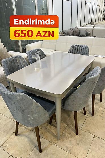 tap az stullar: Yemək otağı üçün masa və 6 ədəd stul dəsti. Xüsusiyyətlər: - Masa — 1