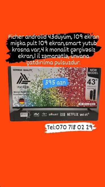 Televizorlar: Televizor Anbardan satışı bizde. Butun modeller satişda var.Qiymətlər — 4