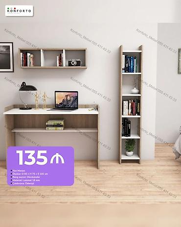 Mebel: Düz masa, Stulsuz, Polkalı, Siyirməsiz, Sadə laminat — 1
