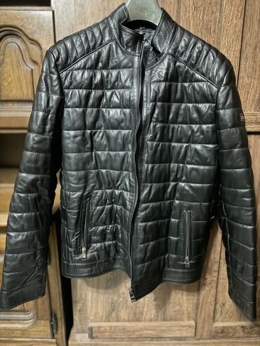 кожаная мужская куртка: Куртка цвет - Черный