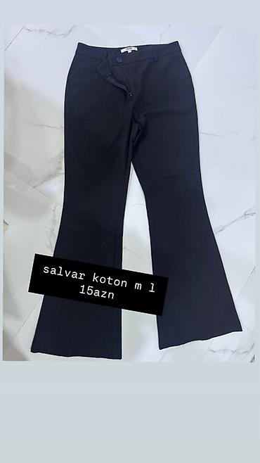 kisi geyim: Koton qadın şalvarı - Rəng: qara - Kəsim: yüngül “flare”/şalvar paçası — 1