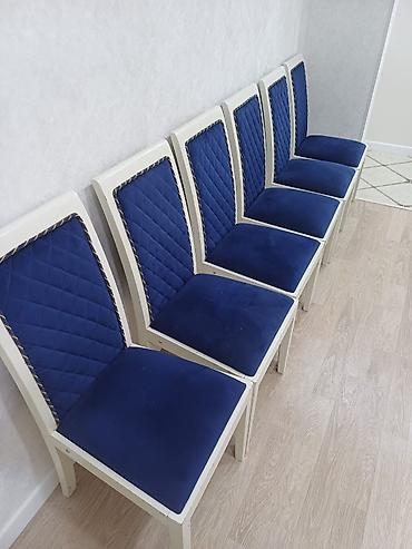 Столы и стулья: Oturacaq 6eded 25azn biri Hezi aslanov 8372 leliMavi məxmər oturacaqlı — 1