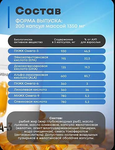 aminol yağ: Omega-3 balıq yağı – 35% (BAA), 200 kapsul Xüsusiyyətlər: - Kapsul — 3