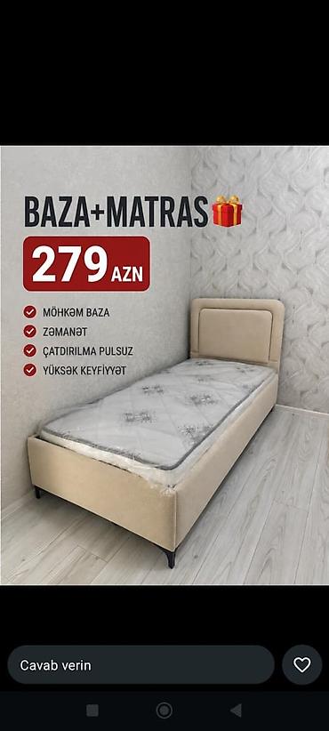 ucuz yataq dəsdi: Baza + Matras dəsti - Qiymət: 279 AZN - Möhkəm baza - Zəmanət - — 1