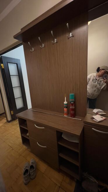 пуфик для обуви: Гарнитур для прихожей, ДСП, цвет - Коричневый