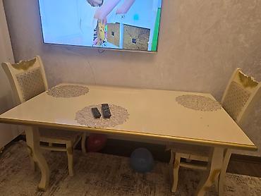 Mebel: Qonaq otağı üçün, İşlənmiş, Açılan, Dördbucaq masa, 6 stul — 1