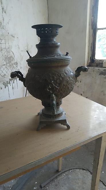samovar qiymətləri: Antik samovar – metal korpuslu, dekorativ relyef naxışlarla işlənmiş — 1