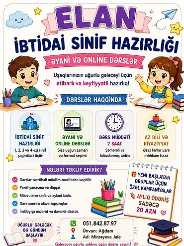 ev temiri qiymeti: Məktəbəqədər və ibtidai sinif hazırlığı, Azərbaycan dili, Əyani — 1