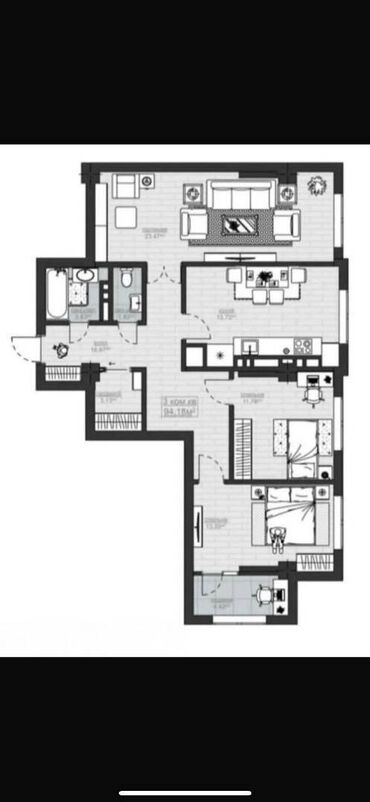 Продажа квартир: 3 комнаты, 94 м², Элитка, 12 этаж, Евроремонт