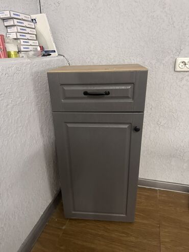 полка для обуф: Тумба для кухни, Без мойки, Напольная, ДСП, цвет - Серый