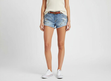 sinsay spodnie jeansowe z wysokim stanem: Shorts for women, size L