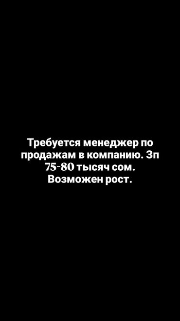 на работу не влияет: Талап кылынат Сатуу боюнча менеджер, Иш тартиби: Алты күндүк, Толук жумуш күнү, Сатуудан %