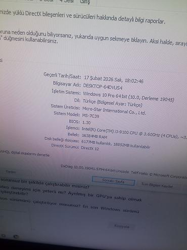 Masaüstü kompüterlər və iş stansiyaları: Gaming masaüstü kompüter seti I3 9CU NESIL 16RAM 500M2 SSD 1650 VEQA 4 — 9