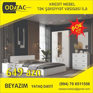 kredit mebel: İkinəfərlik çarpayı, Dolab, Komod, 2 tumba, Türkiyə, Yeni