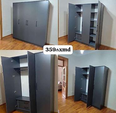 domax mebel: 4 qapılı paltar dolabı – tünd boz rəng - Müasir, minimal dizayn; mat — 1