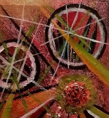 retro vaze: Apstraktna slika na ogledalu 20x14cm, rađena akrilnim bojama veselog — 3