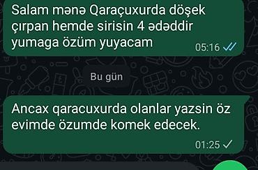 Qaracuxurda döşək çırpan və sırıyan axtarılır. 4 ədəd döşəkdir. Yuma