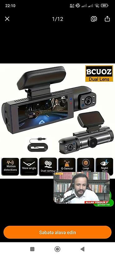 Avtoelektronika: BCUOZ Dual Lens avtomobil DVR kamera Xüsusiyyətlər: - İkili kamera — 1