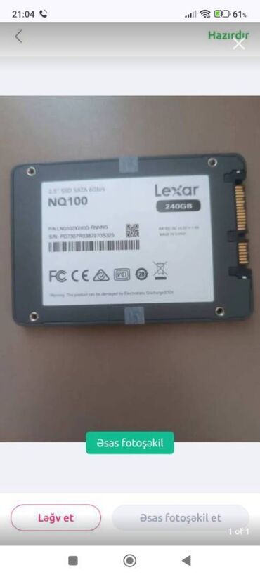ikinci əl dondurucu: Ssd Satılır komp və Persanal üçün 240GB