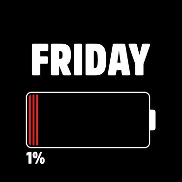 арт картинки: Забавная картинка с надписью «FRIDAY» и индикатором батареи