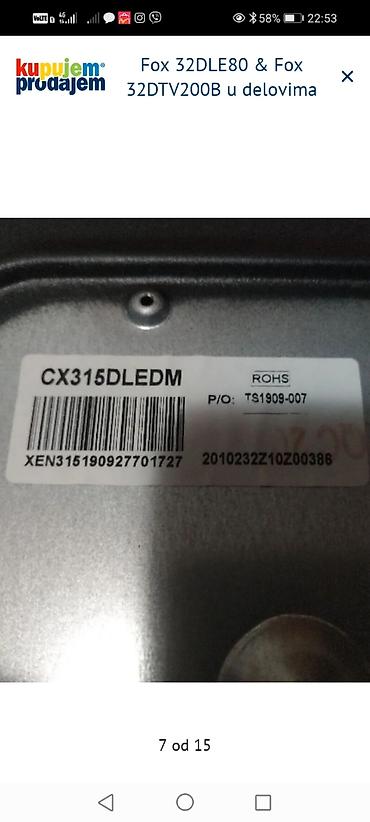 Aksesoari za TV i video: Fox 32DLE80 i Fox 32DTV200B – delovi za TV Dostupne komponente: - — 8