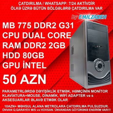 Soyutma sistemləri: Masaüstü kompüter "qori g31/dual core e5300/2gb ram/80gb hdd"