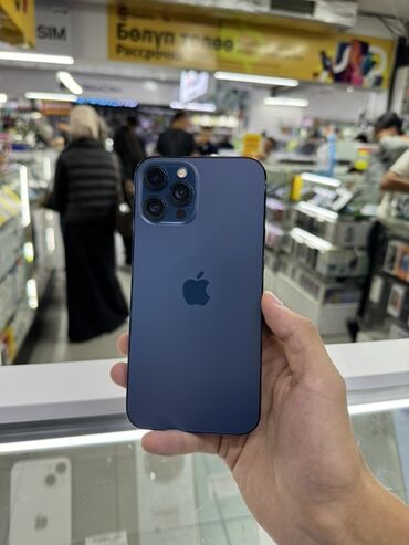 телефон 13про: IPhone 12 Pro Max, Колдонулган, 256 ГБ, Pacific Blue, 100 %