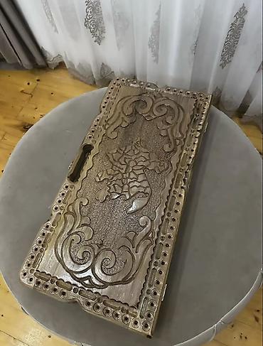 əl vintilyatoru: Ağac oyma nərd dəsti - Material: qoz ağac, əl işi oyma ilə — 7
