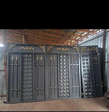 Откатные ворота: Металлические ворота с горизонтальными ламелями и вертикальными — 5